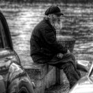 old man and cars
